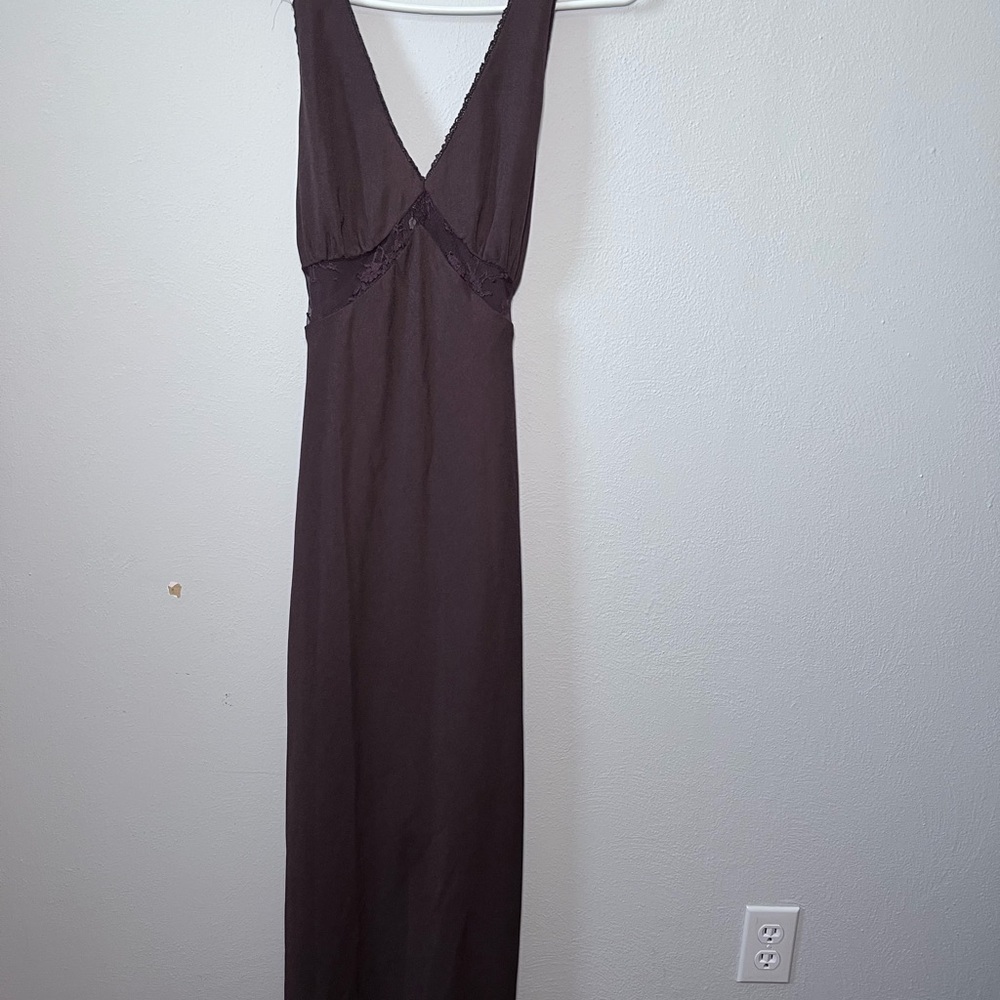 wild fable Brown Maxi Dress with Deep V-Neck
